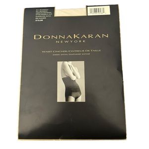 Donna Karan waist cincher sheer satin stockings in Palomino. Size M. NWT